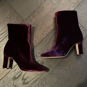 Wine Velvet Heeled Booties